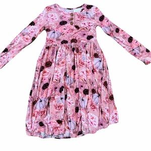 Posh Peanut Liliana Long Sleeve Henley Twirl Dress size 8 bamboo dress , floral